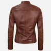 Women’s Brown Padded Café Racer Leather Jacket
