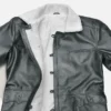 Men’s Metallic Grey Lurex Leather Trench Coat