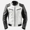 Men’s Black and White Sportage Café Racer Leather Jacket