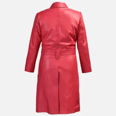 Women’s Red Leather Long Coat