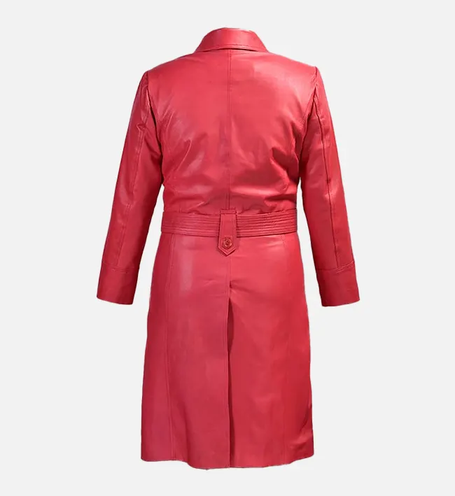 Women’s Red Leather Long Coat