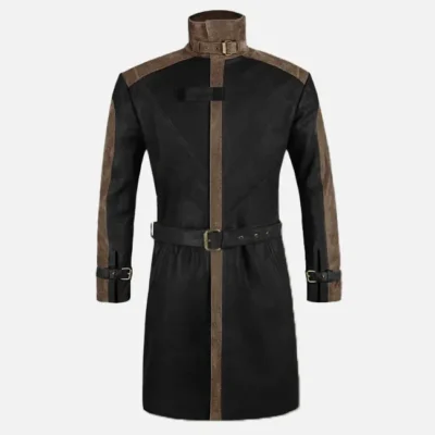 Men’s Two-Tone Black and Brown Leather Coat