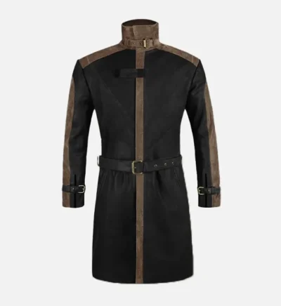 Men’s Two-Tone Black and Brown Leather Coat
