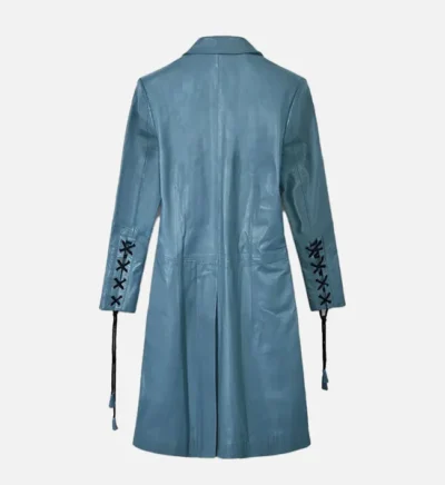 Women’s Deep Sapphire Blue Leather Long Coat