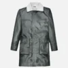 Men’s Metallic Grey Lurex Leather Trench Coat