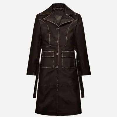 Women’s Distressed Dark Brown Leather Long Coat