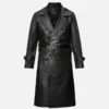 Men’s Classic Black Leather Long Coat