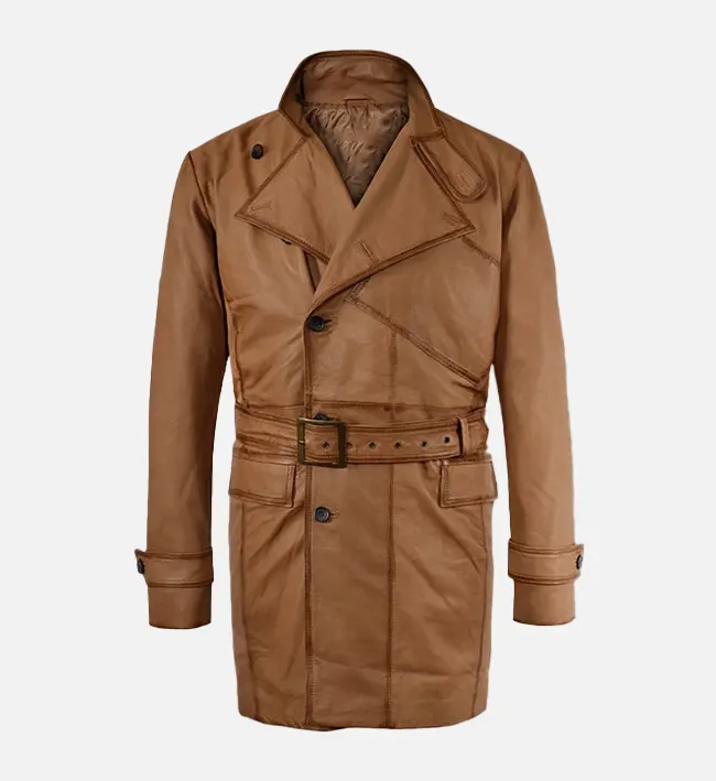 Men’s Royal Tan Burnished Leather Coat