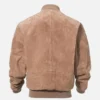 Men’s Camel Brown Suede Leather Bomber Jacket