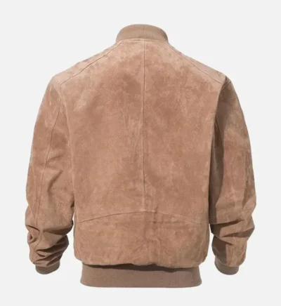 Men’s Camel Brown Suede Leather Bomber Jacket