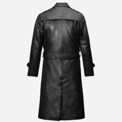 Men’s Classic Black Leather Long Coat