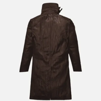 Men’s Distressed Brown Leather Long Coat