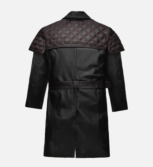 Men’s Black Genuine Leather Long Coat