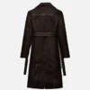 Women’s Distressed Dark Brown Leather Long Coat
