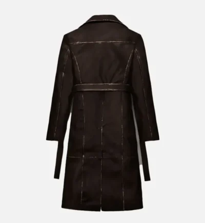 Women’s Distressed Dark Brown Leather Long Coat