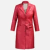 Women’s Red Leather Long Coat