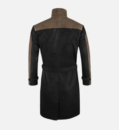 Men’s Two-Tone Black and Brown Leather Coat