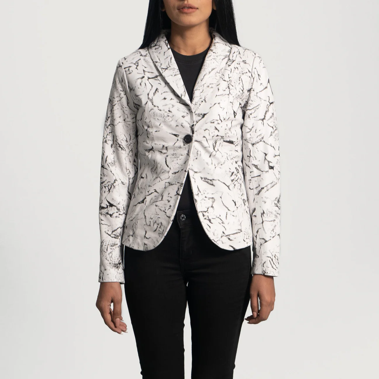 Donna Blake Tailored White Leather Blazer