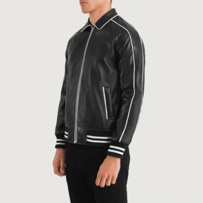 Cooper Men’s Black Leather Varsity Jacket