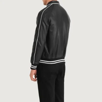 Cooper Men’s Black Leather Varsity Jacket
