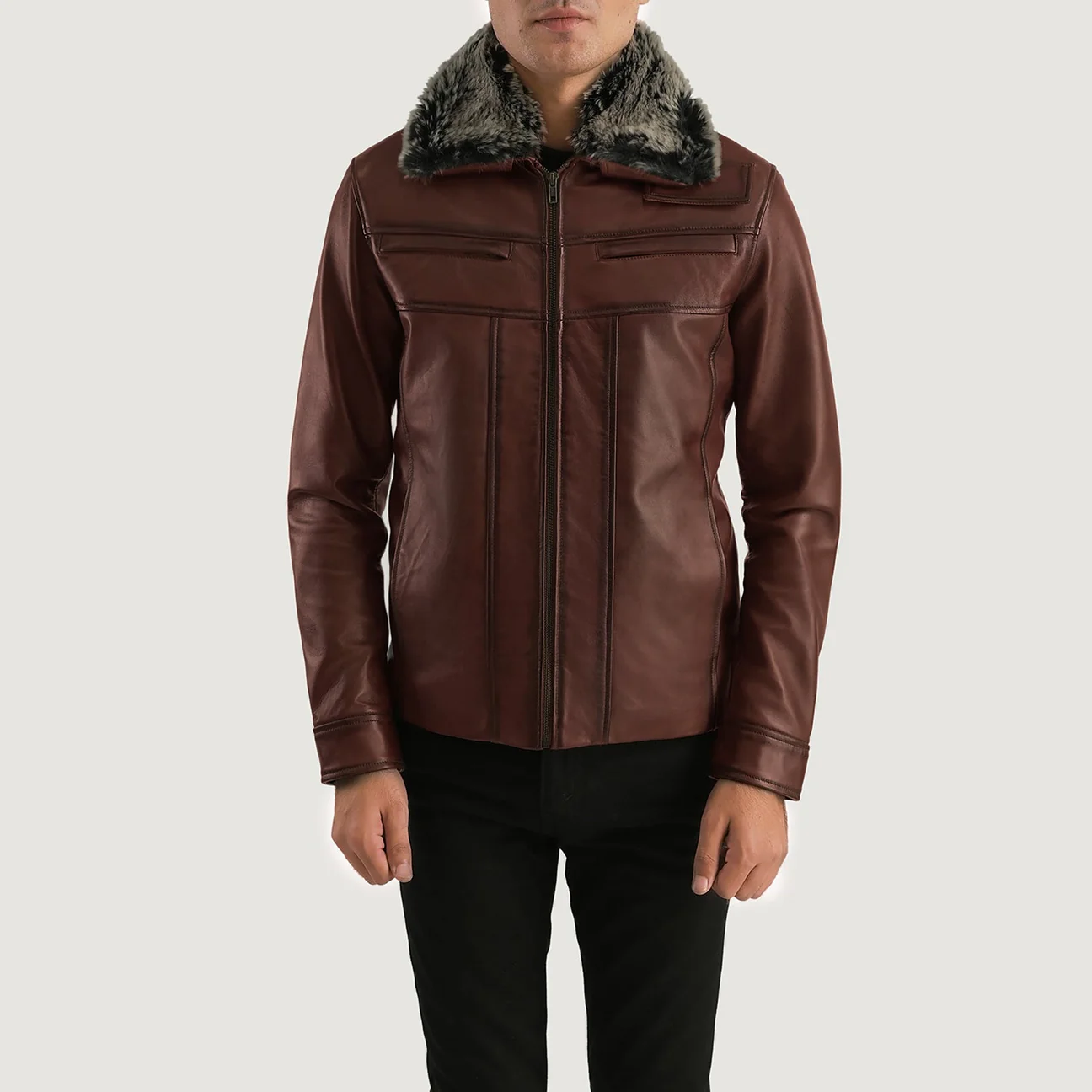 Evan Hart Men’s Brown Fur Leather Jacket
