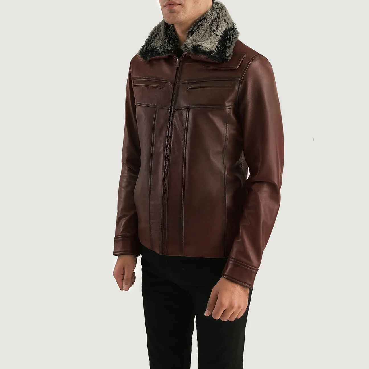 Evan Hart Men’s Brown Fur Leather Jacket