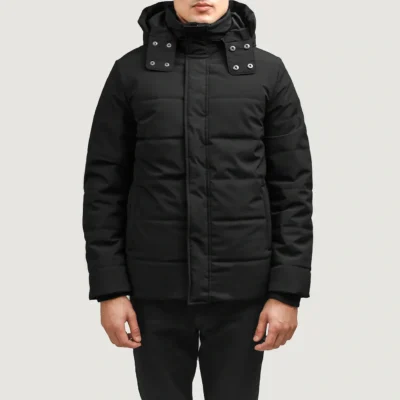 Exton Men’s Hooded Black Winter Puffer Jacket