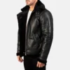 Francis Men’s B-3 Black Leather Bomber Jacket