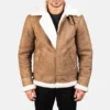Francis Men’s B-3 Distressed Brown Leather Bomber Jacket