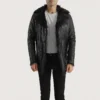 Furcliff Men’s Black Leather Coat