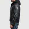 Highschool Men’s Black Hooded Leather Jacket