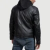 Highschool Men’s Black Hooded Leather Jacket
