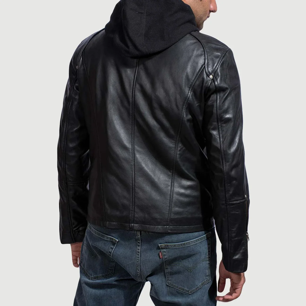 Highschool Men’s Black Hooded Leather Jacket