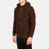 Kenton Men’s Hooded Mocha Suede Pullover Jacket