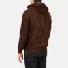 Kenton Men’s Hooded Mocha Suede Pullover Jacket