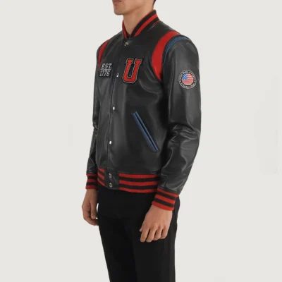 Liberte USA Men’s Black Leather Varsity Jacket
