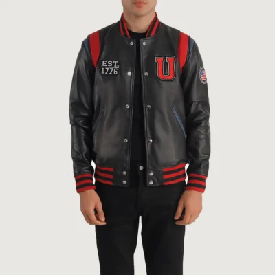 Liberte USA Men’s Black Leather Varsity Jacket