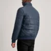 Lucas Men’s Blue Leather Puffer Bomber Jacket