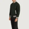 Pascal Men’s Green Suede Varsity Jacket