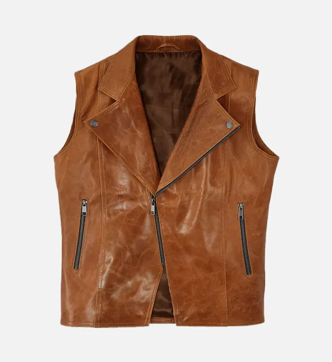 Men’s Classic Riders Edge Brown Leather Vest