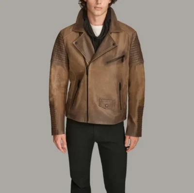 Men’s Moto Jacket with Padded Design front
