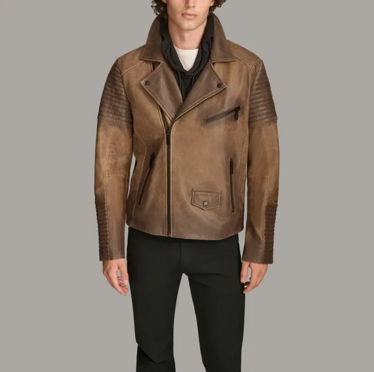 Men’s Moto Jacket with Padded Design front