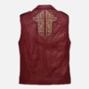 Men’s Two-Tone Red and Black Leather Vest