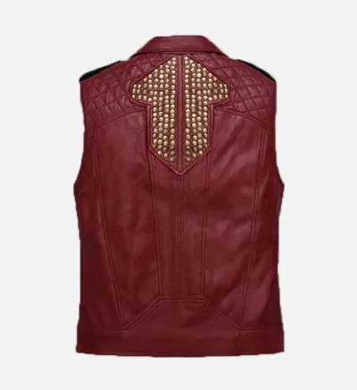 Men’s Two-Tone Red and Black Leather Vest