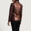 Women’s Metallic Maroon Leather Blazer
