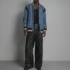 Simon Leather and Denim Letterman Jacket for Men full