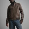 Vintage Color-Blocked Bomber Jacket for Men close