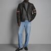 Retro Striped Moto Jacket for Men