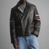 Retro Striped Moto Jacket for Men