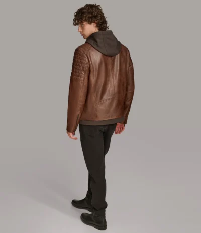 Moto Jacket for Men with Zip-Off Hood